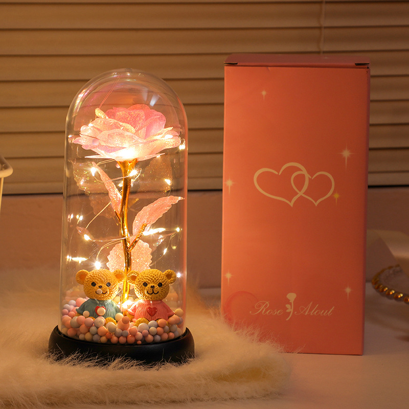 Picture of Immortal bouquet rose night light ornament bedroom decoration birthday gift for girlfriend girl children student Qixi Festival