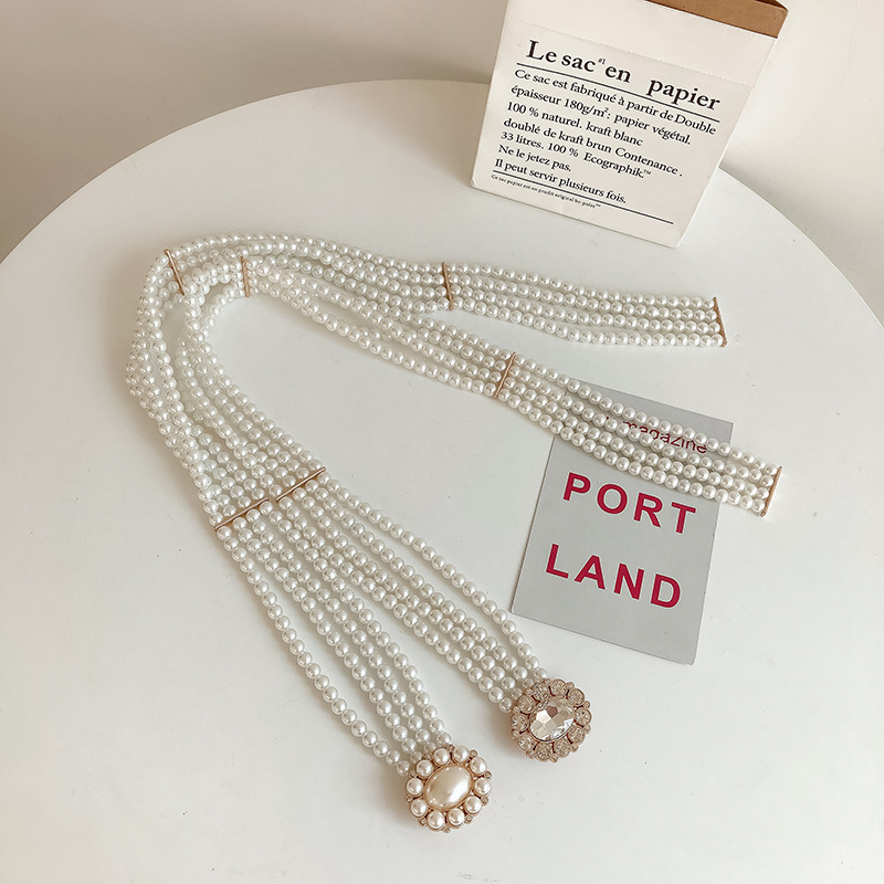 Women's Pearl Waist Seal Korean Style New ins Style Belt Dress All-match Fashion All-match Vintage Decorative Belt