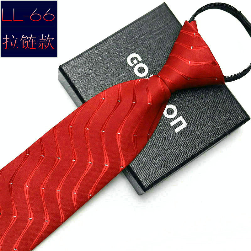 Picture of Men's business formal wear stripe free zipper wholesale lazy tie 8CM logo LOGO factory wholesale