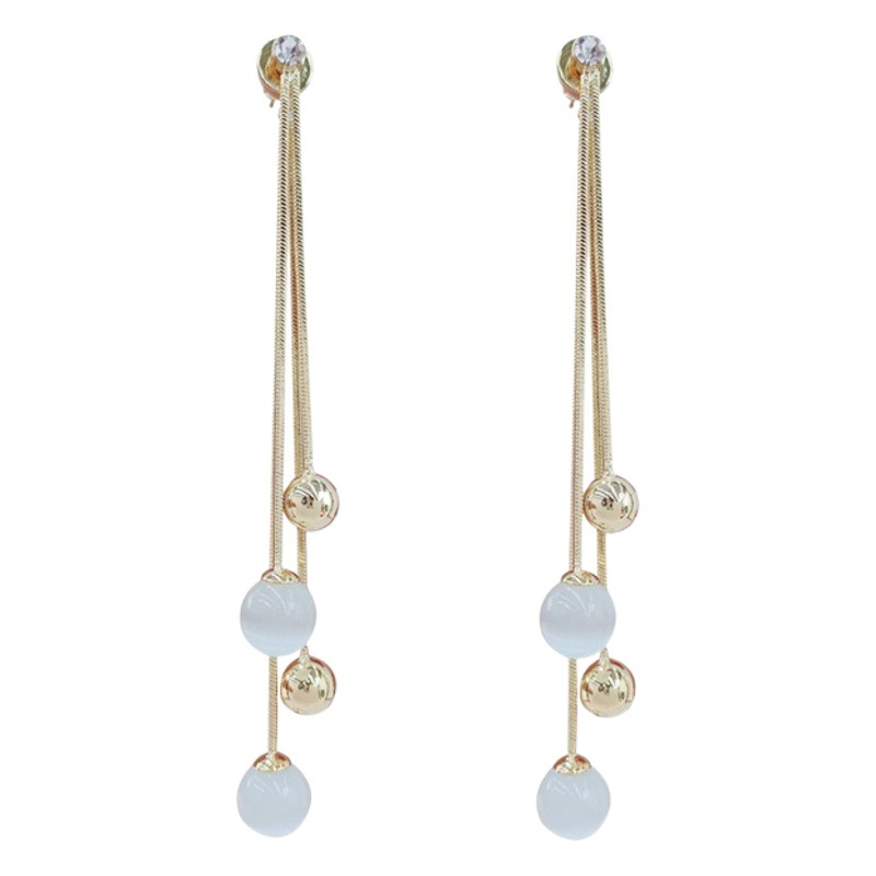 925 silver needle design goddess style face-looking small earrings elegant long tassel earrings new opal earrings