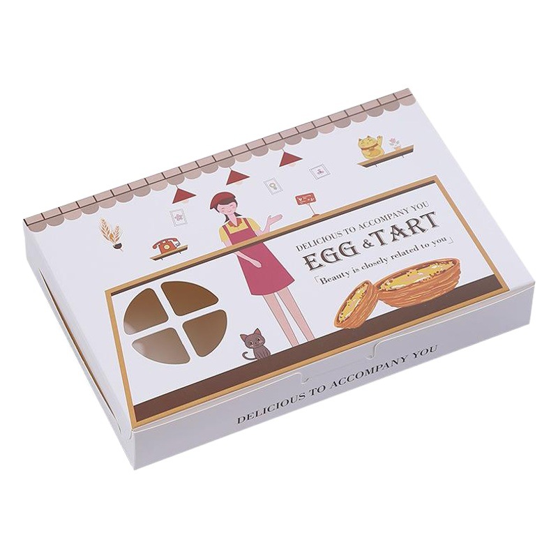 350g Thickened Portuguese Egg Tart Packaging Box Disposable Packaging Paper Box 2/4/6/8 Pack Egg Tart Box in stock