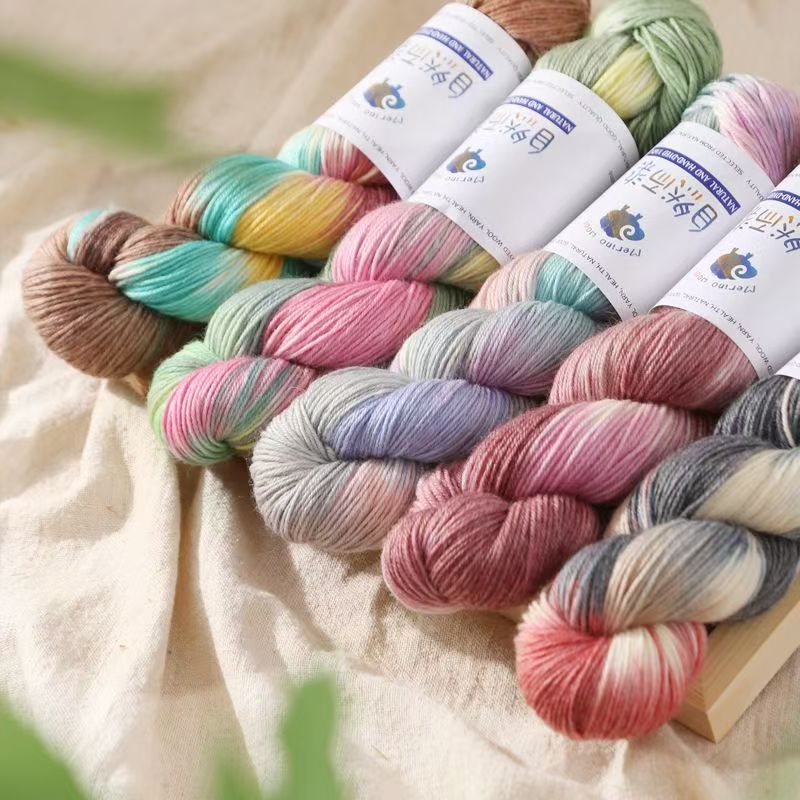 hand dyed wool segment dyed cashmere wool knitting gradient sweater scarf hand knitted baby hat shawl handmade diy