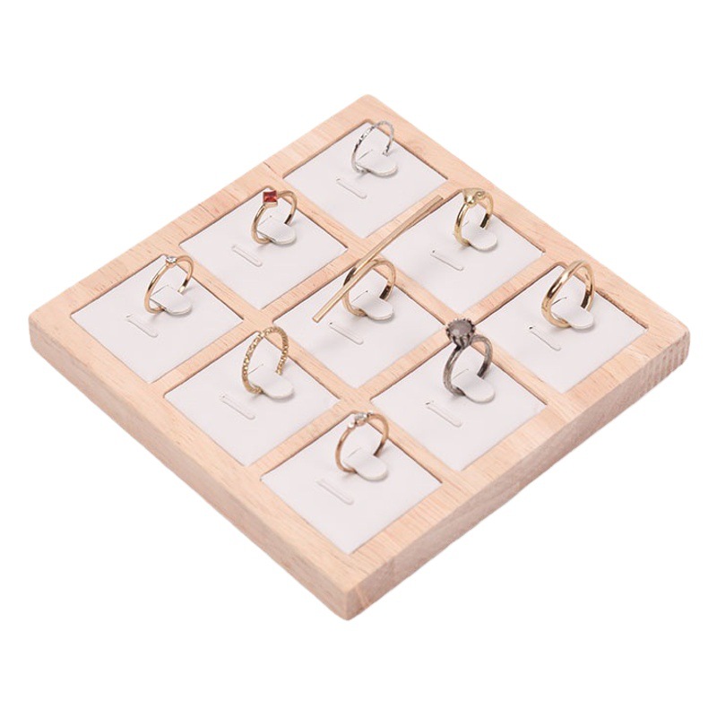 Picture of Simple solid wood oak 9-bit ring display tray pendant lucky beads Lucky Diamond ring ring ring pair ring display holder