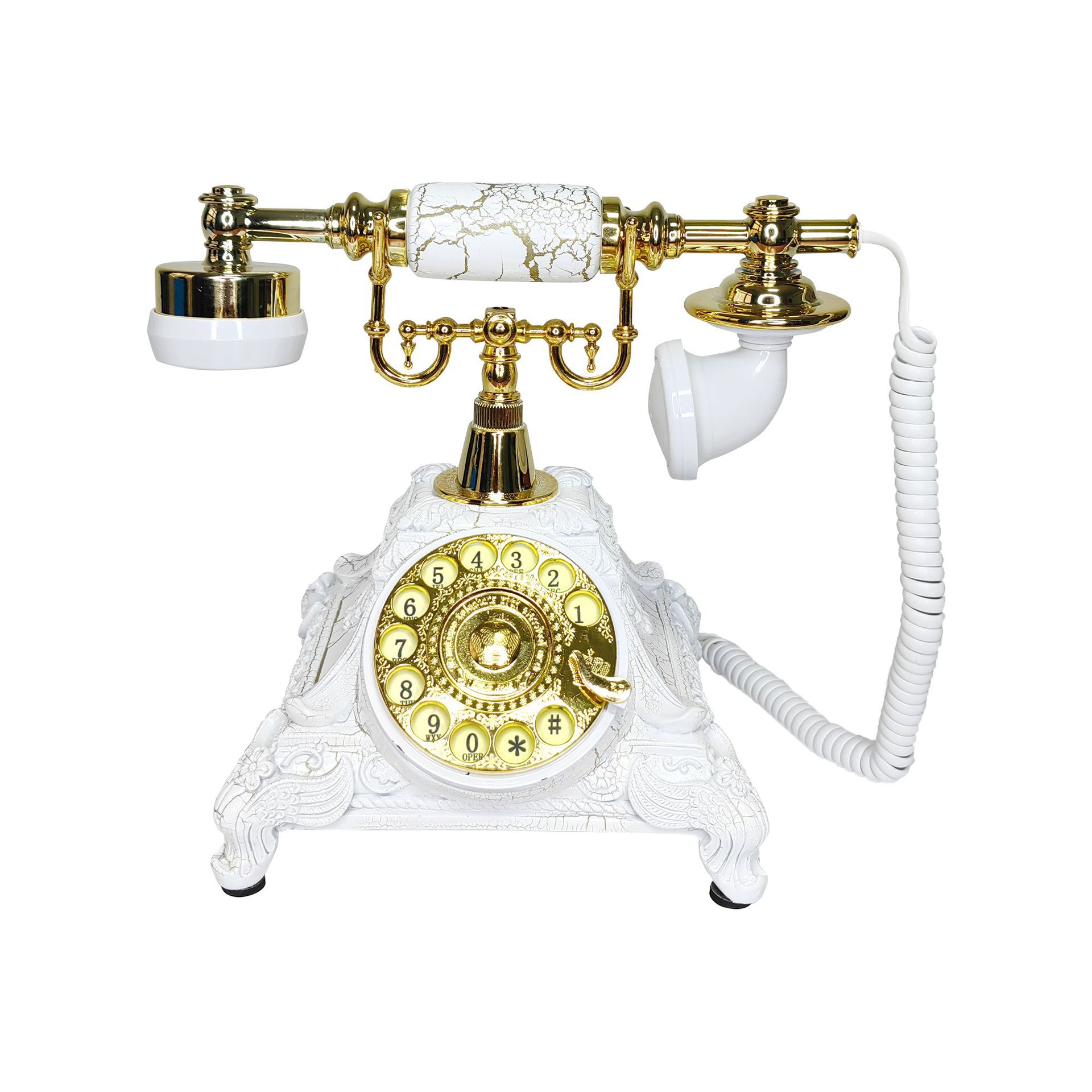 Picture of Telephone European Retro Style Home Antique Landline Old-Fashioned Telephone Office Antique American-Style Rotary Dial Telephone