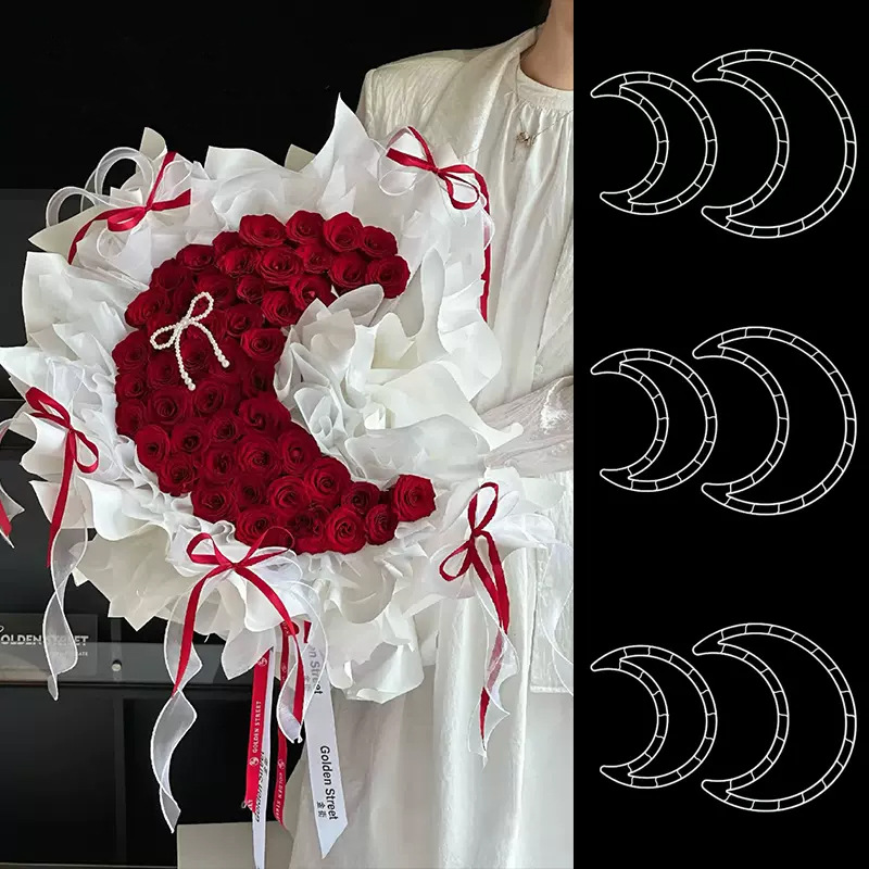 Tanabata Festival Heart-shaped Bouquet Packaging Moon Flower Artifact PVC Rose Flower Stereotype Material Mold Supplies