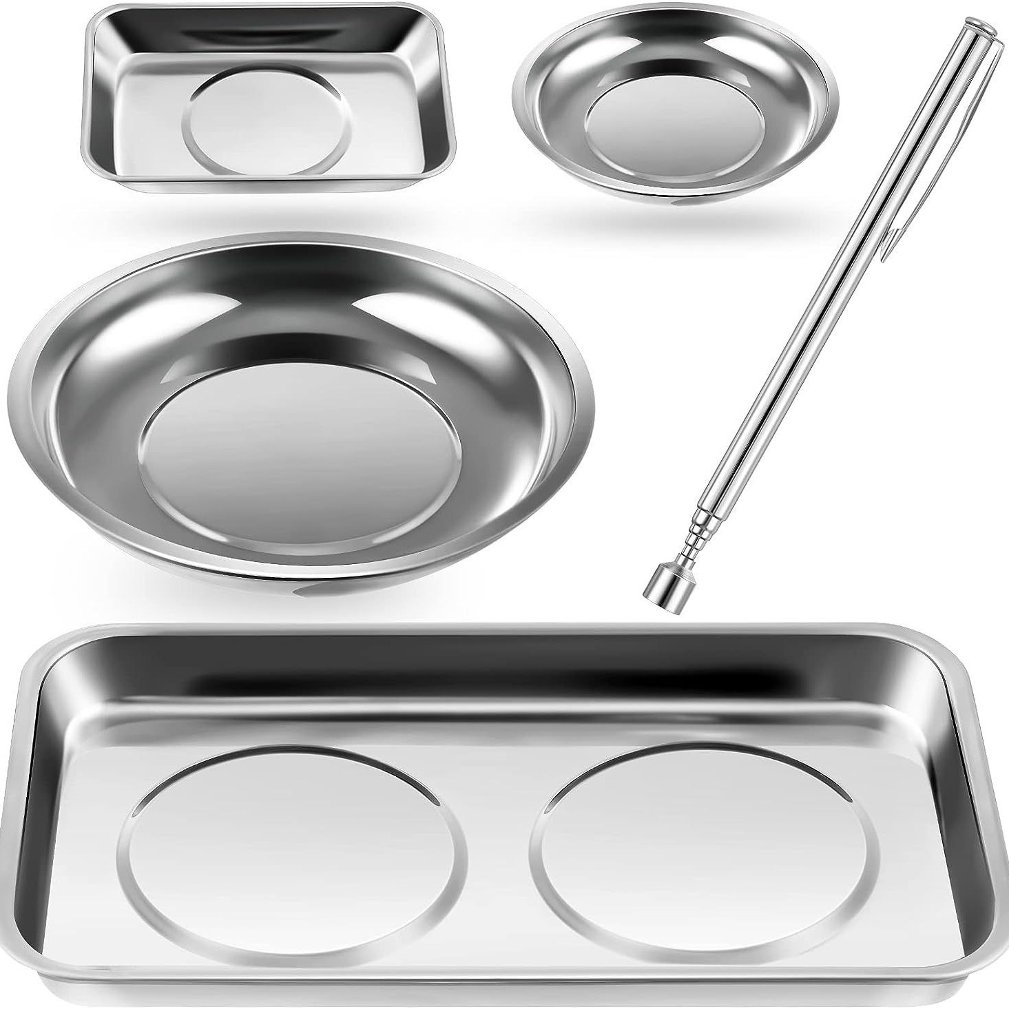 Magnetic bowl stainless steel magnetic storage bowl five accessories storage plate magnetic tool bowl 3 inch 4 inch 6 inch tool tray