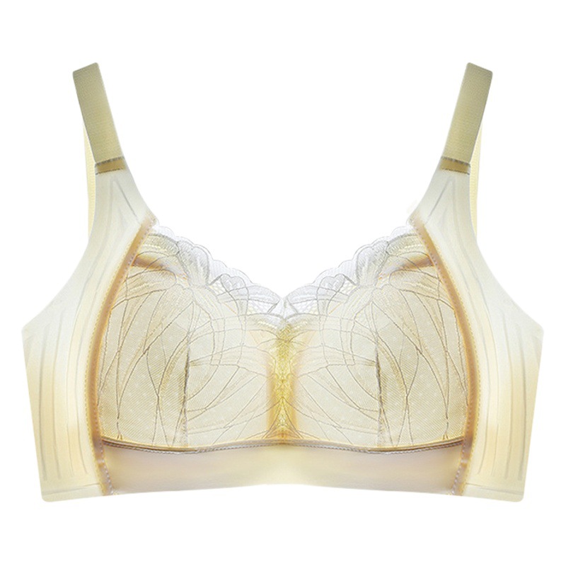 Jelly Sandwich Full Cup Big Chest Small Underwear Women's Ultra-thin Summer Parammary Anti-sagging Thin Cup Bra