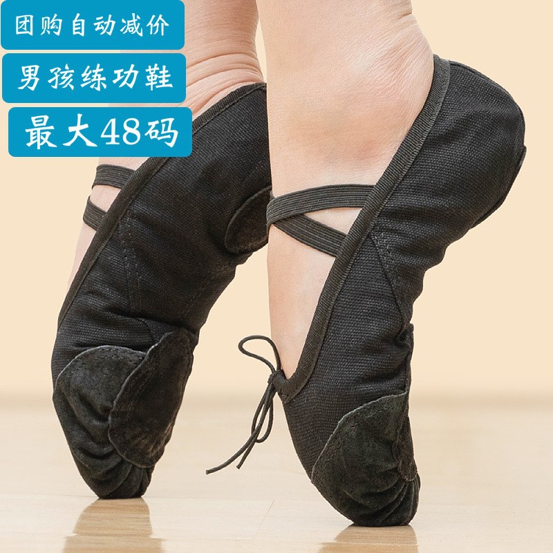 Men's Adult Ballet Shoes Black Dance Shoes Soft Sole Large Size Practice Shoes Boys Body Classical Cat Claw Professional