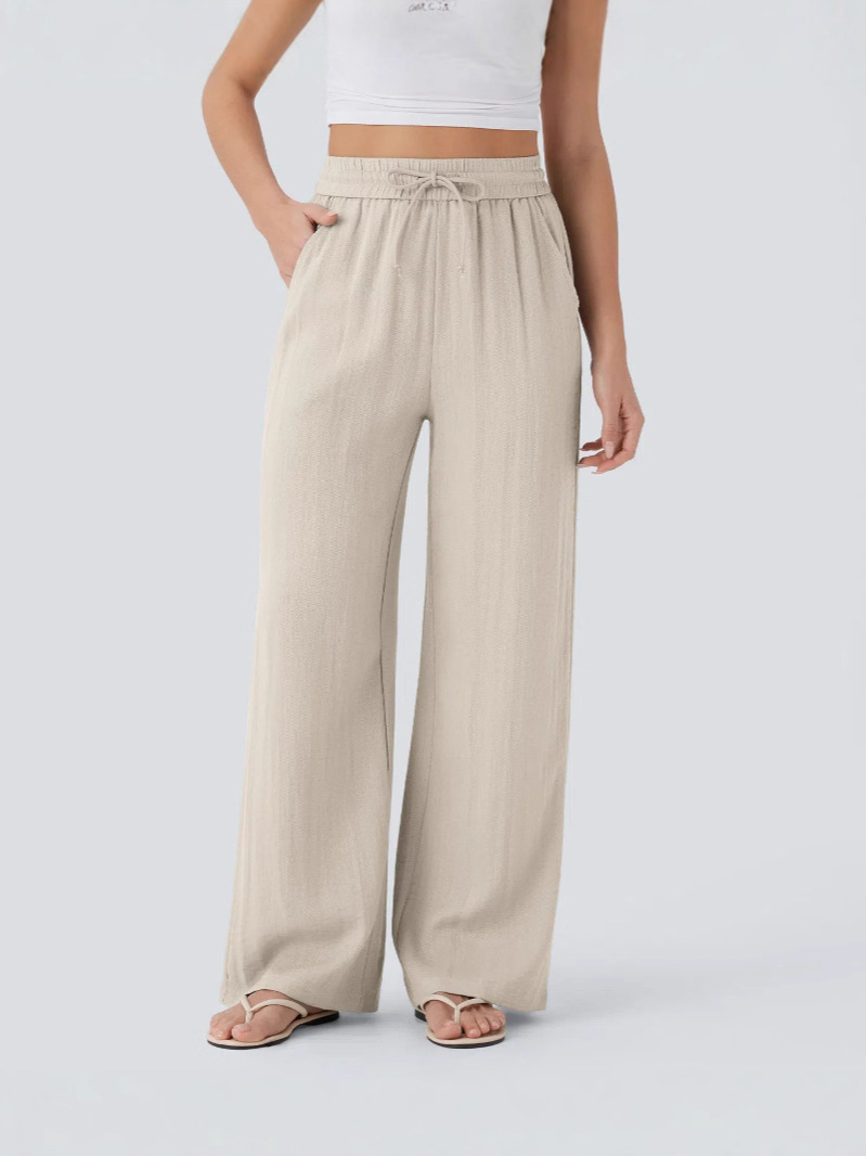 Amazon TEMU New Cross-border European and American Women's Casual Wide-leg Loose Pants Drawstring