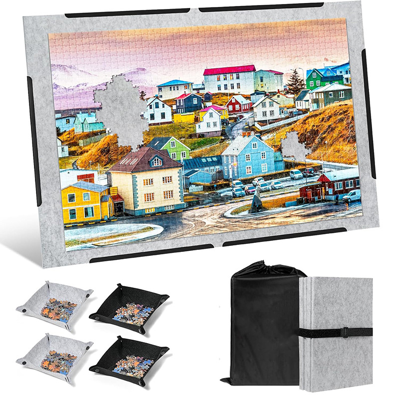 Cross-Border Puzzle Mat Foldable Portable Adult and Children with Sorting Tray Non-Slip Puzzle Desktop Sorting Tray