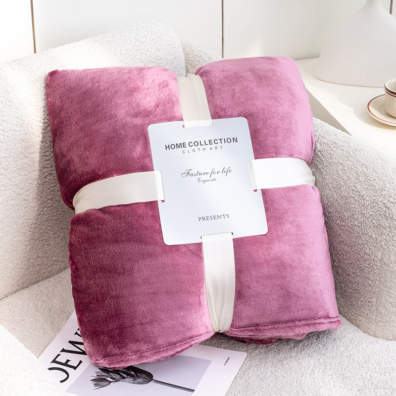 Picture of High Weight! Cross-Border Solid Color Flannel Coral Fleece Blanket, Plain Sofa Throw Blanket, Air Conditioning Nap Blanket