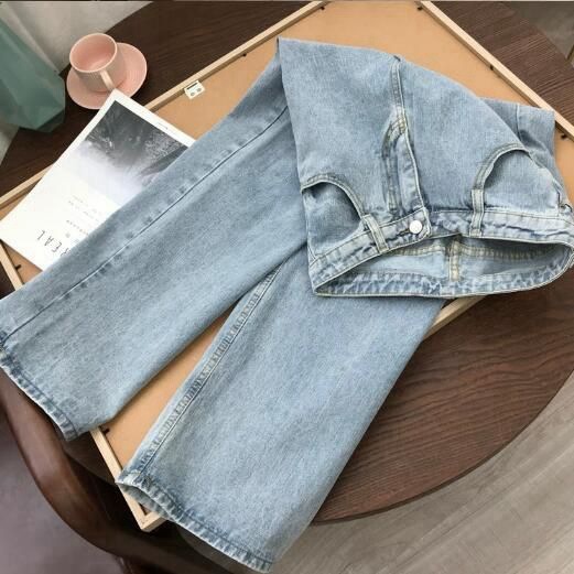 Picture of Spring and Autumn High Waist Jeans 2021 New Slim Look High Fashion Brand Straight Loose Dipped Vibe Style Pants