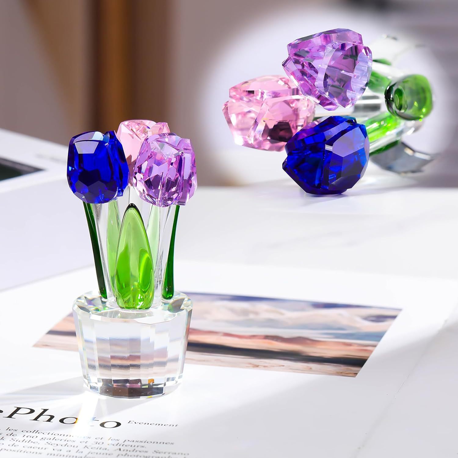 Picture of Cross-Border Best-Selling Tulip Crystal Crafts Ornaments Manufacturers Wholesale Home Living Room Desktop Flower Decoration
