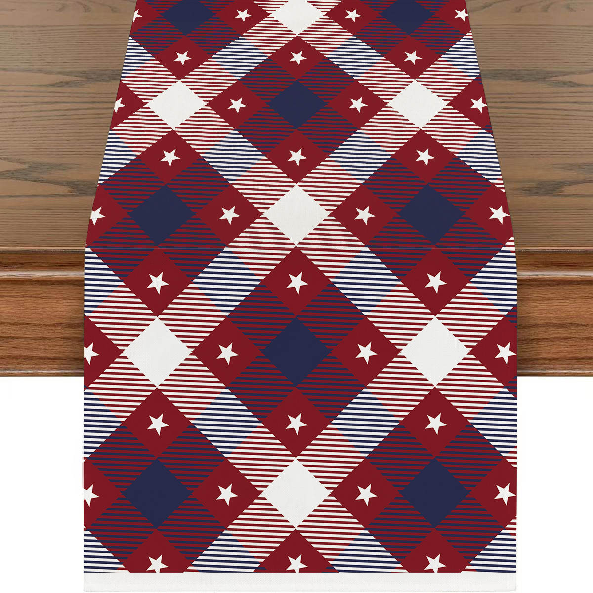 Picture of Explosions US Independence Day Decorative Table Runner Linen Star-stripe Printed Tablecloth Patriot Holiday Atmosphere Table Runner
