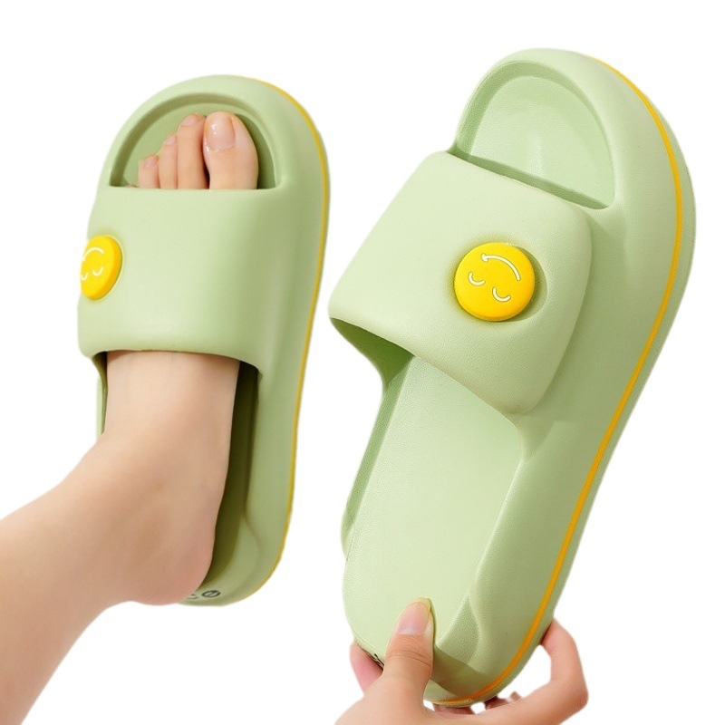 New eva smiley face slippers women's thick bottom fashion all-match outer wear soft bottom light t slippers home slippers wholesale