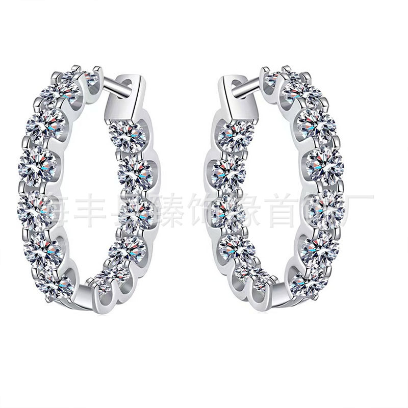 Picture of Cross-Border Supply S925 Silver Moissanite Full Diamond Earrings High-End Fashion Full Diamond Earrings Moissanite Earrings Heavy Industry