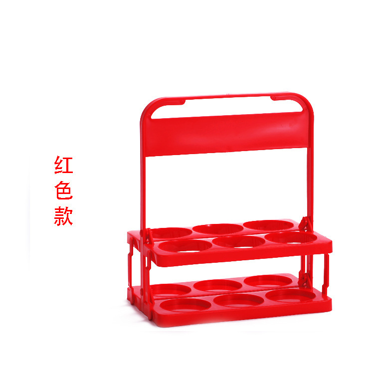 Picture of Wholesale beer plastic basket carrying blue foldable wine rack KTV6 bottle carrying frame red wine basket cup holder