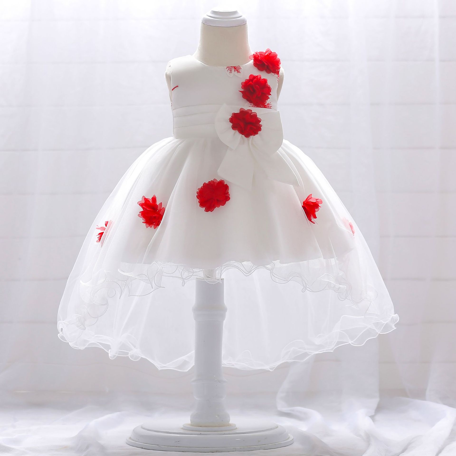 Picture of 2024 new baby princess dress embroidered flower wedding dress trailing baby wash dress cotton kids
