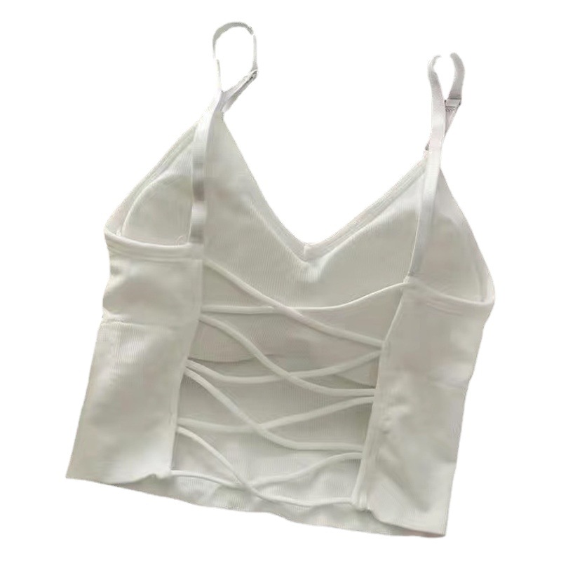 Sexy camisole women's hollow-out with chest pad net infrared wear short hot girl inner top bottoming tube top underwear