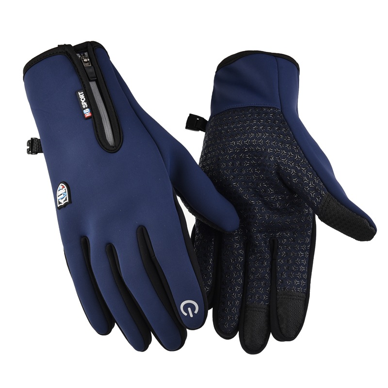 Picture of Reflective Zipper Gloves Waterproof Fleece-Lined Thickeneding Warm Windproof Men and Women Cycling Driving Tram Skiing Outdoor Autumn and Winter