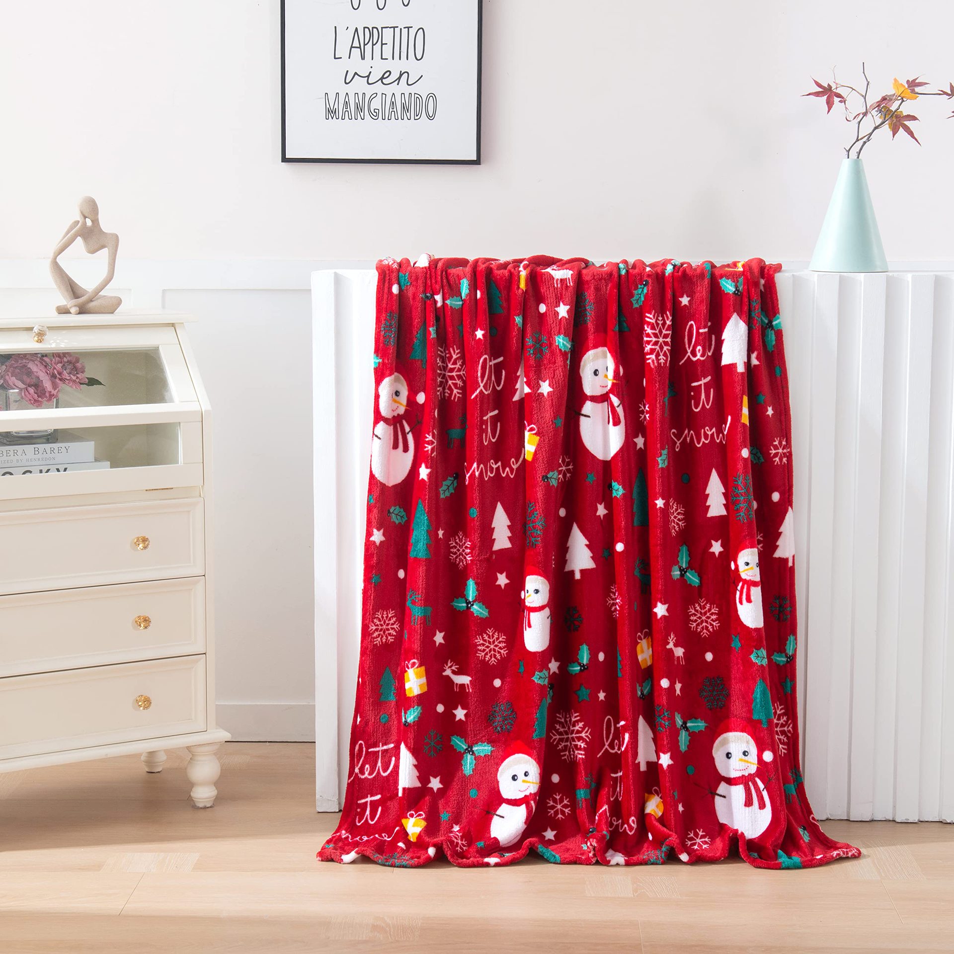 Picture of Christmas atmosphere winter snowman blanket soft and comfortable flannel warm home essential blanket holiday gift
