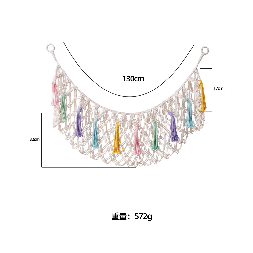 Picture of Cross-Border Nordic Style Bohemian Two-Corner Toy Net Bag Woven Hanging Net Cotton Rope Plush Toy Storage Net Bag