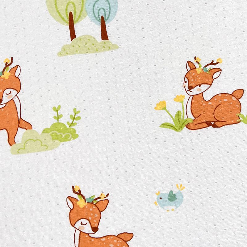Picture of Cool Bamboo Fiber Fabric Jacquard Idea Fabric Cartoon Printed Baby Sweatshirt Short Sleeve Anti-mosquito Pants T-shirt Fabric