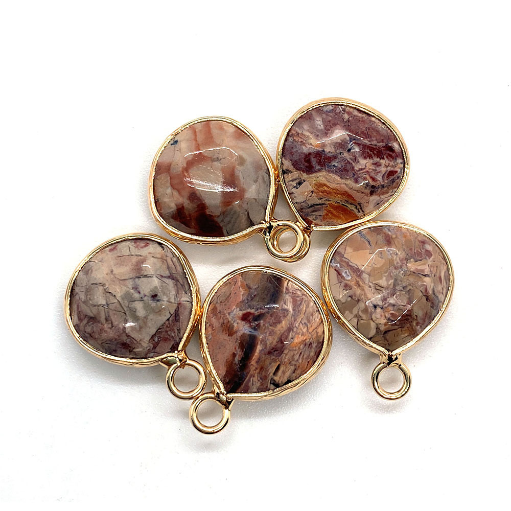 Picture of Natural stone facet pendant 14x 18mm green black single hole drop pendant DIY jewelry accessories wholesale