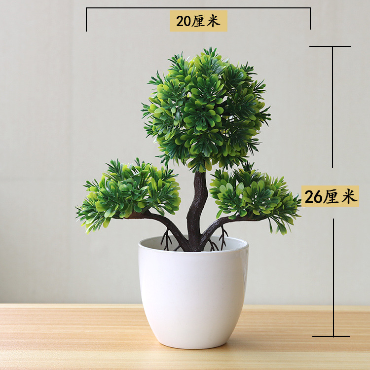 Picture of Sakura Snowball Simulated Plant Potted Grass Ball Bonsai Small Tree Home Decoration Flower Ornament Creative Mini Small Round Ball