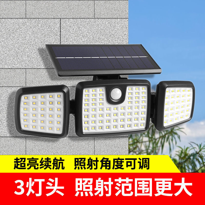 Picture of Solar Street Light Home Outdoor Courtyard Three-Head Light High-Power Led Rural Waterproof Human Body Sensor Lighting
