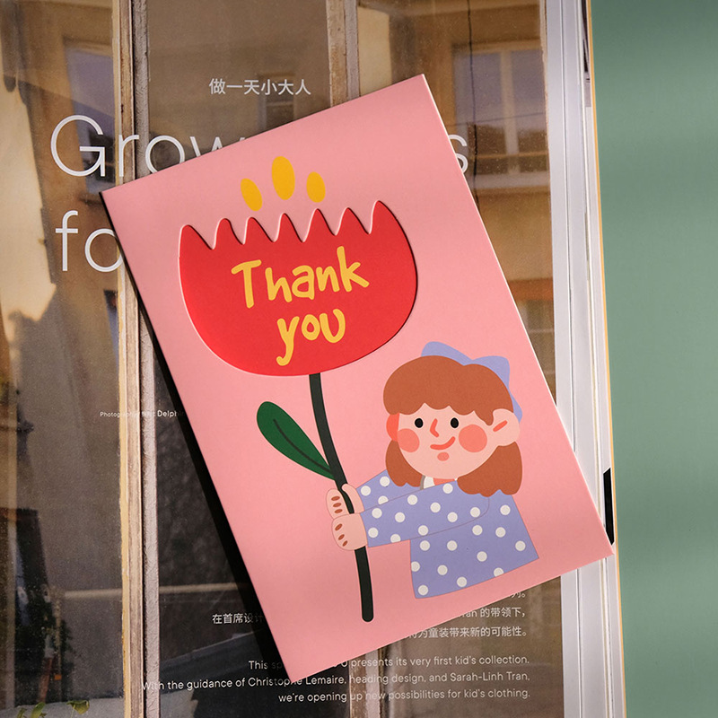 Picture of Boys and Girls Flowers Thanksgiving Card Cross Border Card thankyou Thank You Card Mid-Autumn Festival Christmas Card