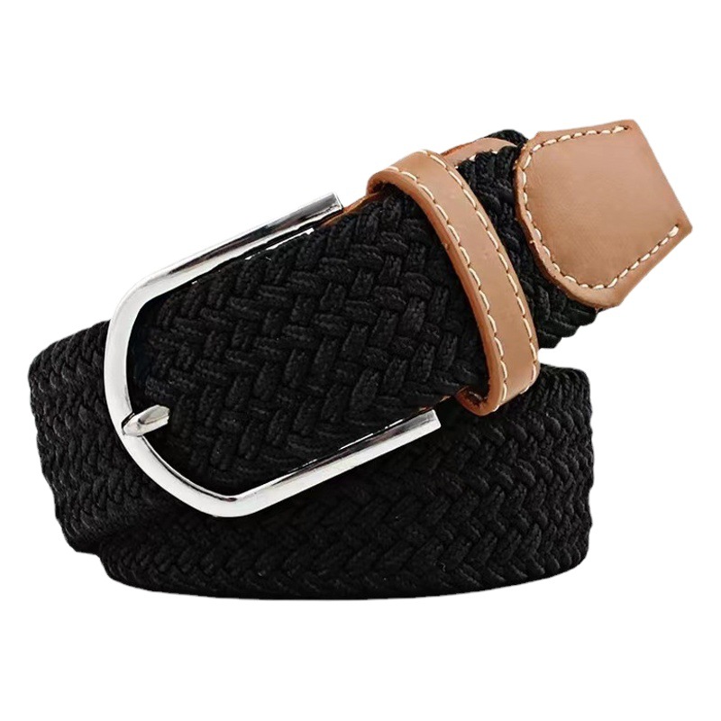 Internet red popular women's canvas belt men's elastic belt leisure elastic knitted buckle belt wholesale