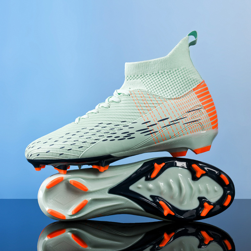 Cross-Border Export 2024 New Football Shoes Men's High-Top Broken Spike Youth Student Training Shoes Ag Long Spike Sports Shoes