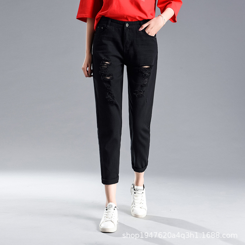 Picture of Ripped Harlan Jeans Women's Summer 2023 New Loose Straight High Waist Slimming Wide Leg Turnip Pants