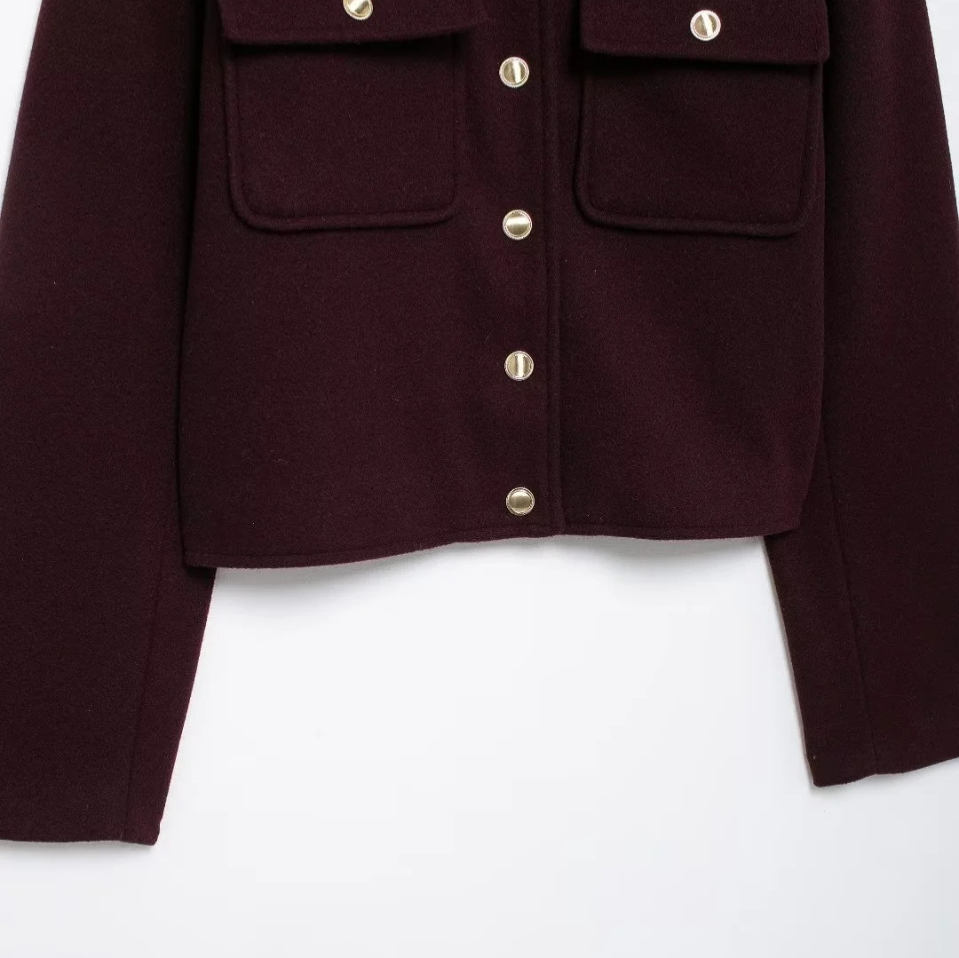 Picture of Aliexpress Cross-Border European Women's Fashion Stand Collar Retro Versatile Casual Jacket Buttoned Short Jacket Wholesale