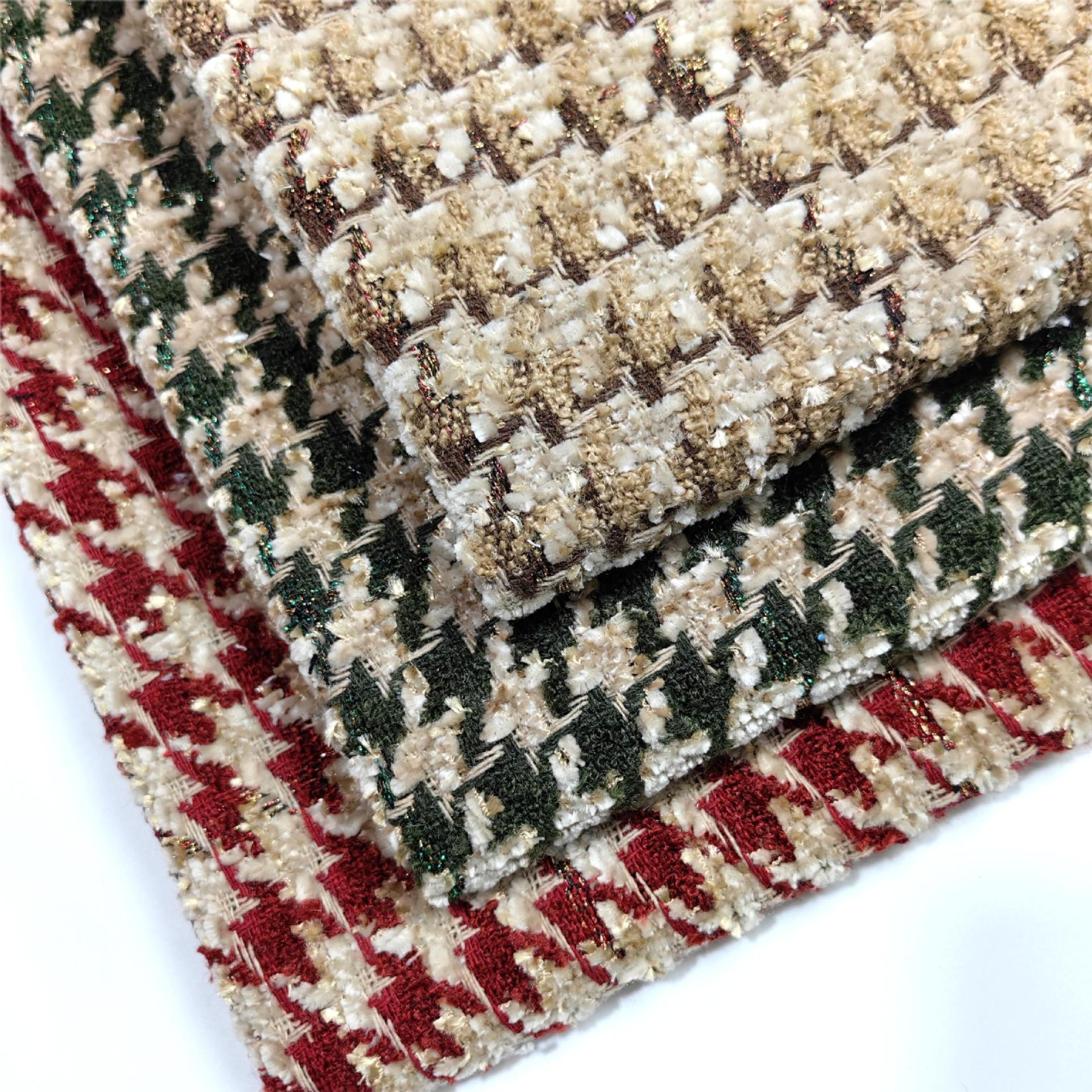 Picture of Slub tweed plaid bright silk chenille houndstooth children's clothing woolen small plaid autumn and winter overcoat fabric