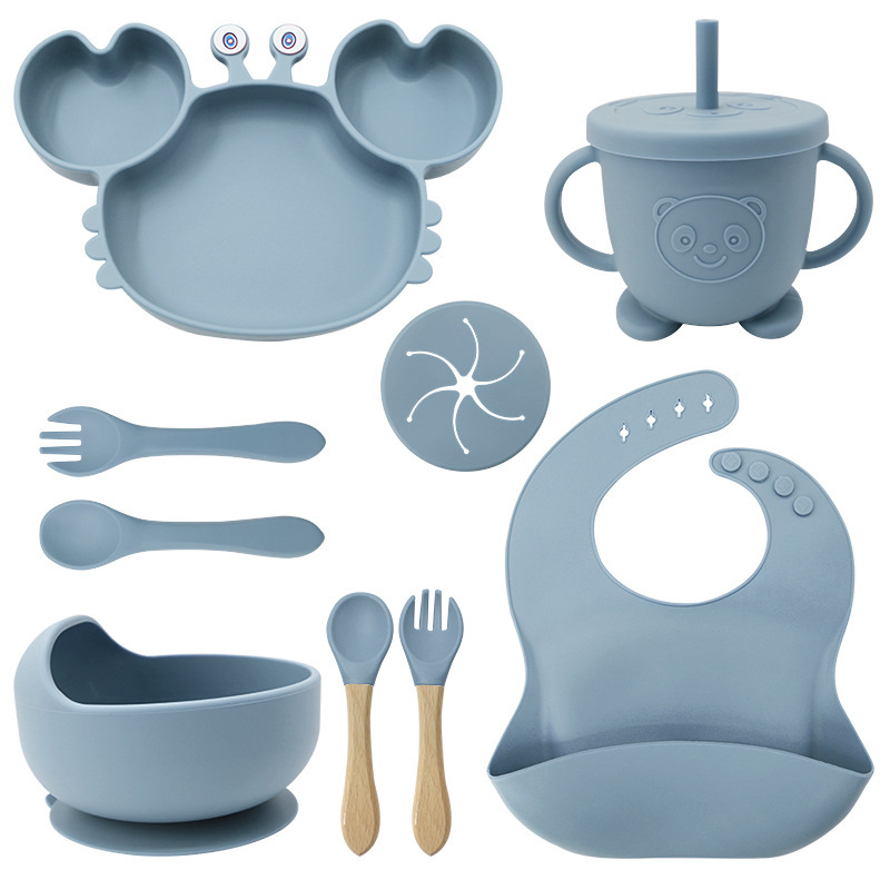 Picture of Baby silicone tableware crab plate suit food supplement bowl bib food grade tableware suit factory direct supply cross-border