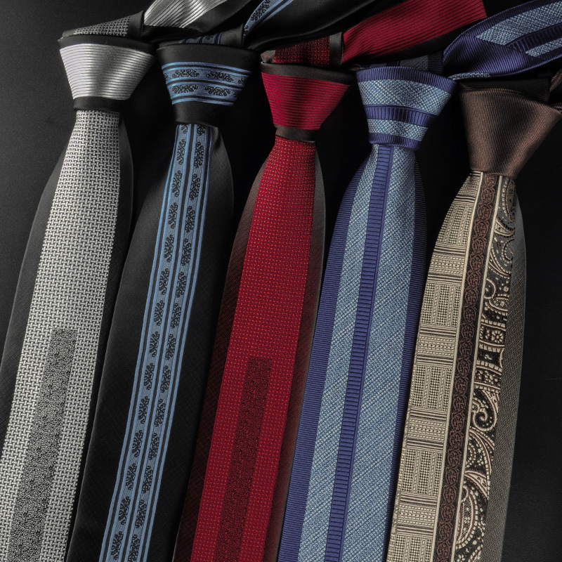 Casual Tie Men's Korean Style Narrow Version 6cm Black Red Positioning Stripesd Men's Business Formal Professional Small Tie