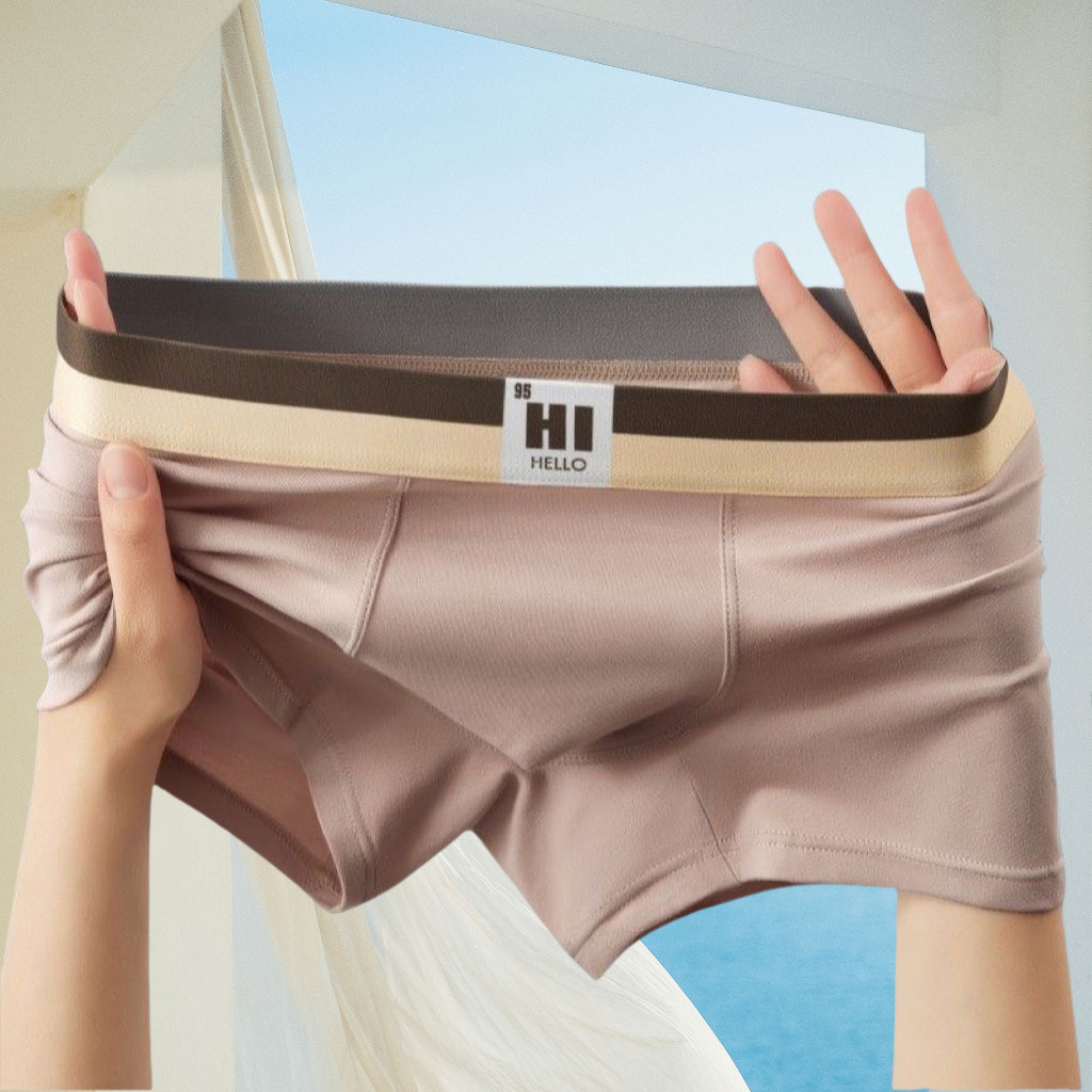 Picture of Solid Color High-Grade Men's Underwear Comfortable Breathable Boxer Underwear Soft Skin Friendly Boxer Underwear Mid-Waist Youth Shorts