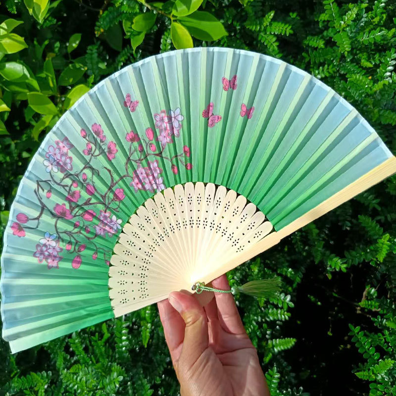 Picture of Folding Fan Bamboo Ancient Fan Student Girl Chinese Style Small Fan Scenic Spot Export Wholesale Retail Gift Decorative Fan