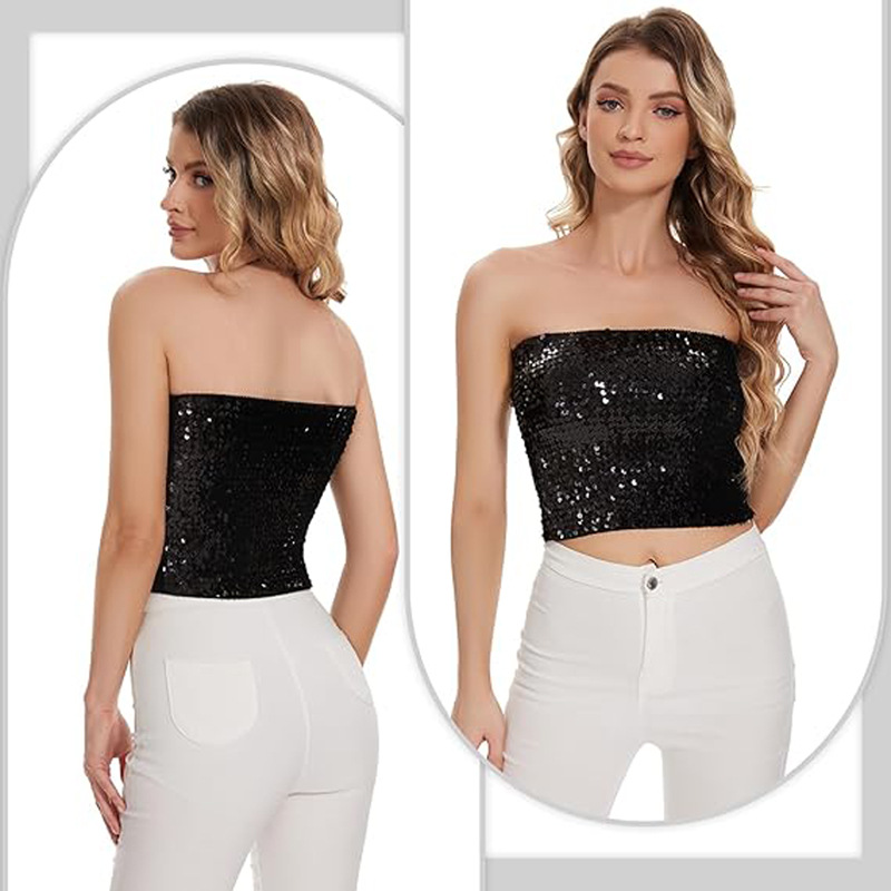 European and American sequins wrapped chest DS costume party performance tube top Amazon explosion top cross-border women's top