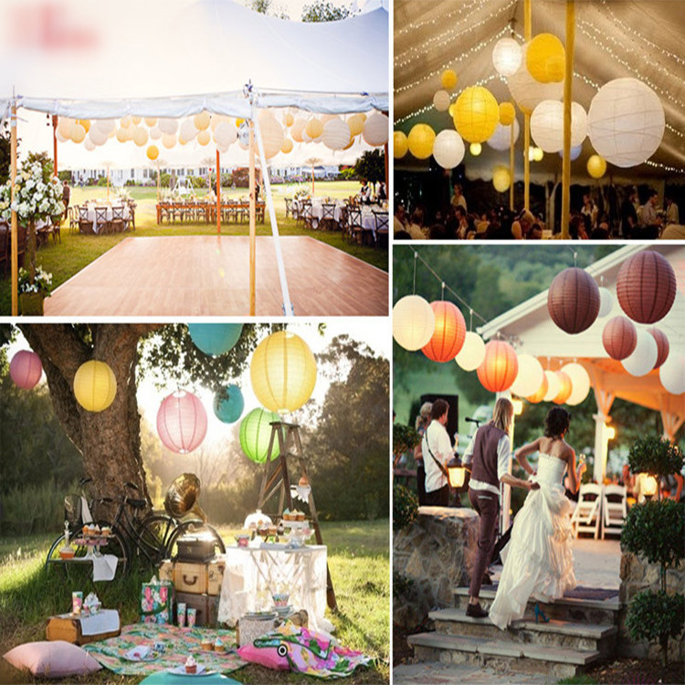 Picture of Round white paper lantern paper lampshade birthday wedding party set decoration lantern Children DIY painting Lantern