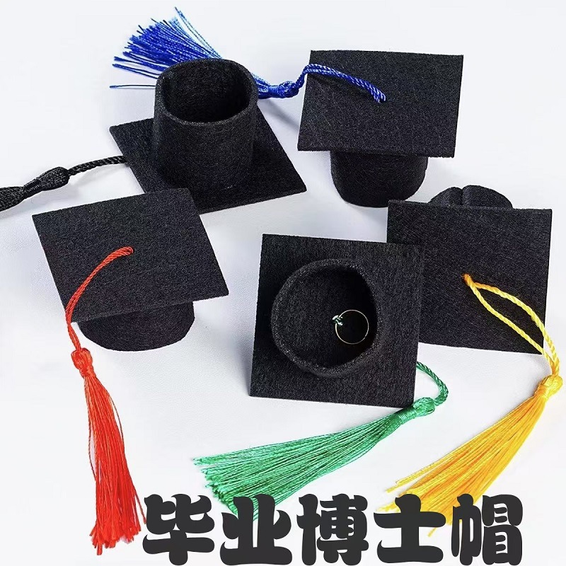 Mini Doctor's Hat Graduation Season Doll Wine Bottle Bouquet Decorative Hat Graduation Hat Graduation Season Tassel Felt Doctor's Hat