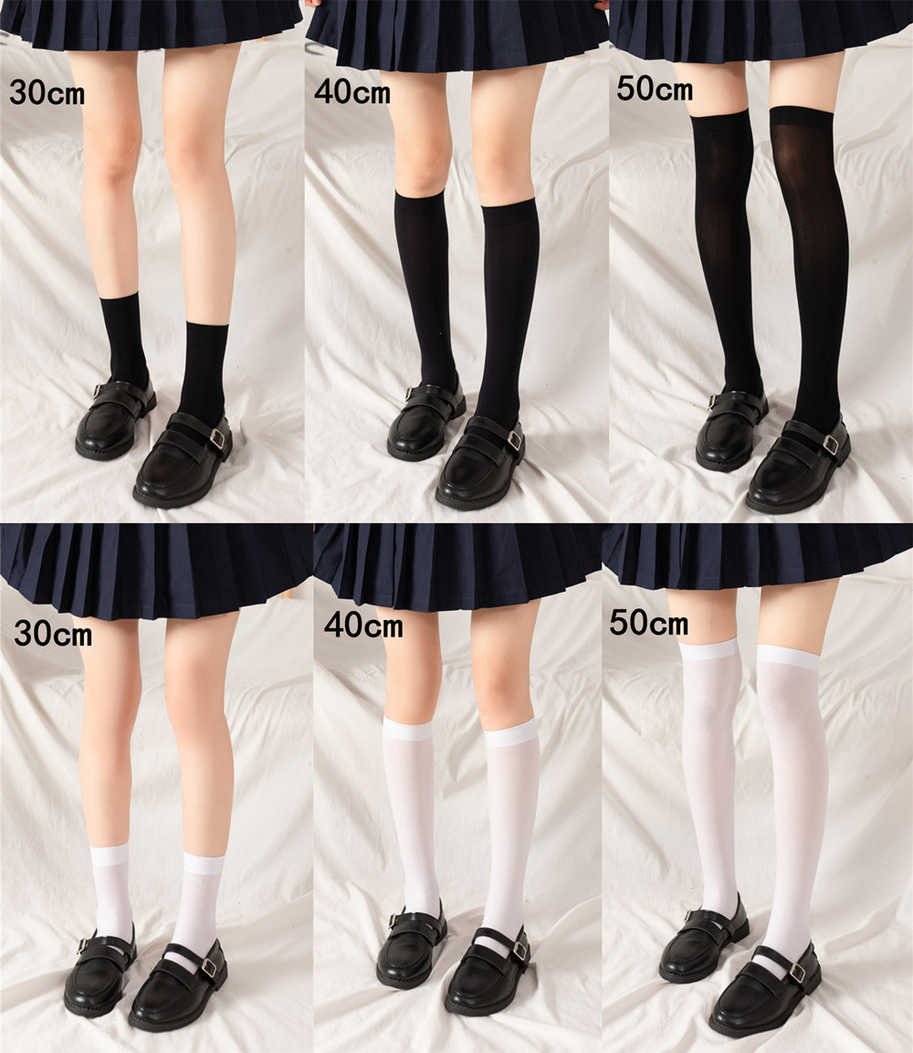 Velvet calf socks classic all-match jk black and white mid-tube knee-high net-red socks with impermeable meat can be worn in four seasons