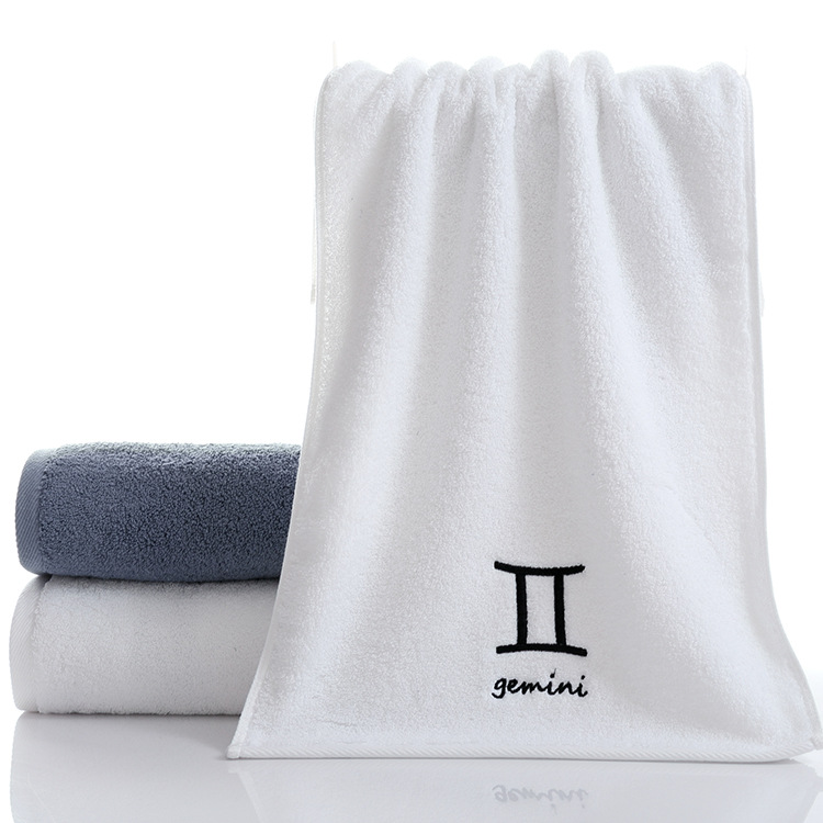 Picture of Pure Cotton Towel Creative Constellation Towel Couple Gift Thickeneded Sports Face Towel Pure Cotton Towel Embroidered Logo Soft