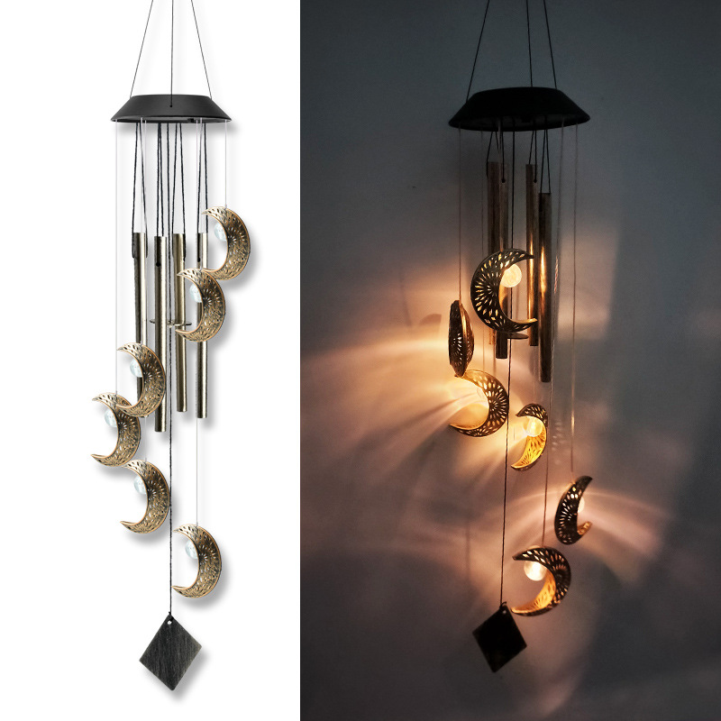 Picture of Solar outdoor garden lawn lamp cross-border new garden villa decorative lamp moon wind chimes waterproof hanging lamp