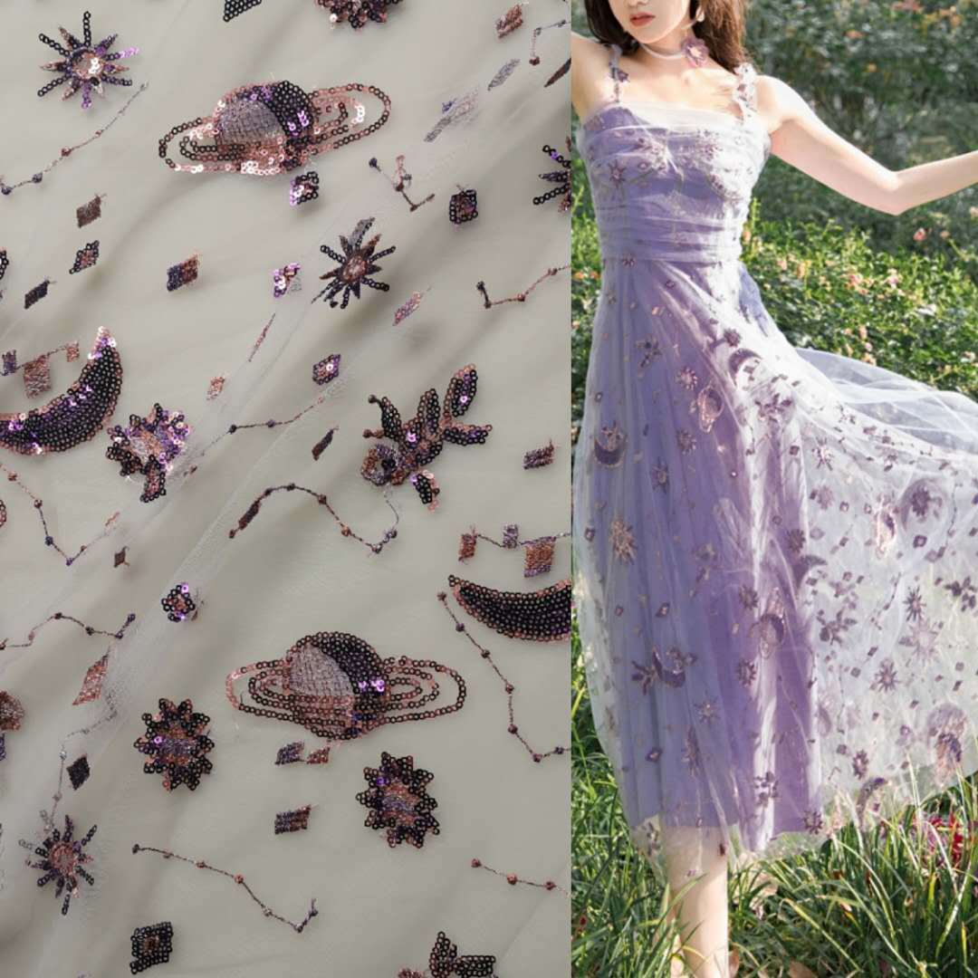 Autumn good quality and magnificent Jinrui net fabric star Moon Ball embroidery embroidery piece color matching fairy beauty spot supply