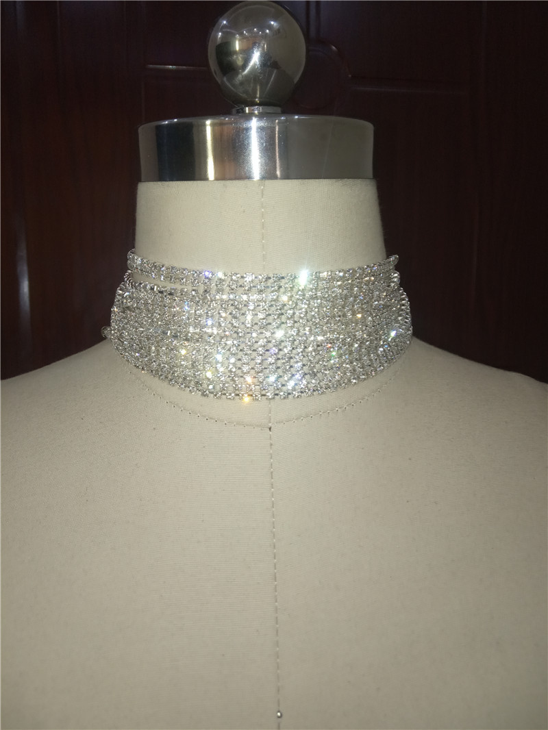 Picture of European and American Luxury Multi-layer Diamond Necklace Dazzling Shining Diamond Neck Chain Gorgeous Wrap Neck Rhinestone Clavicle Chain Women's 0203
