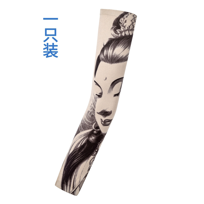Picture of Flower Arm Tattoo Sleeve Seamless Outdoor Riding Tattoo Sunscreen Sleeve Riding Tattoo Sleeve Optional Color Cross Border