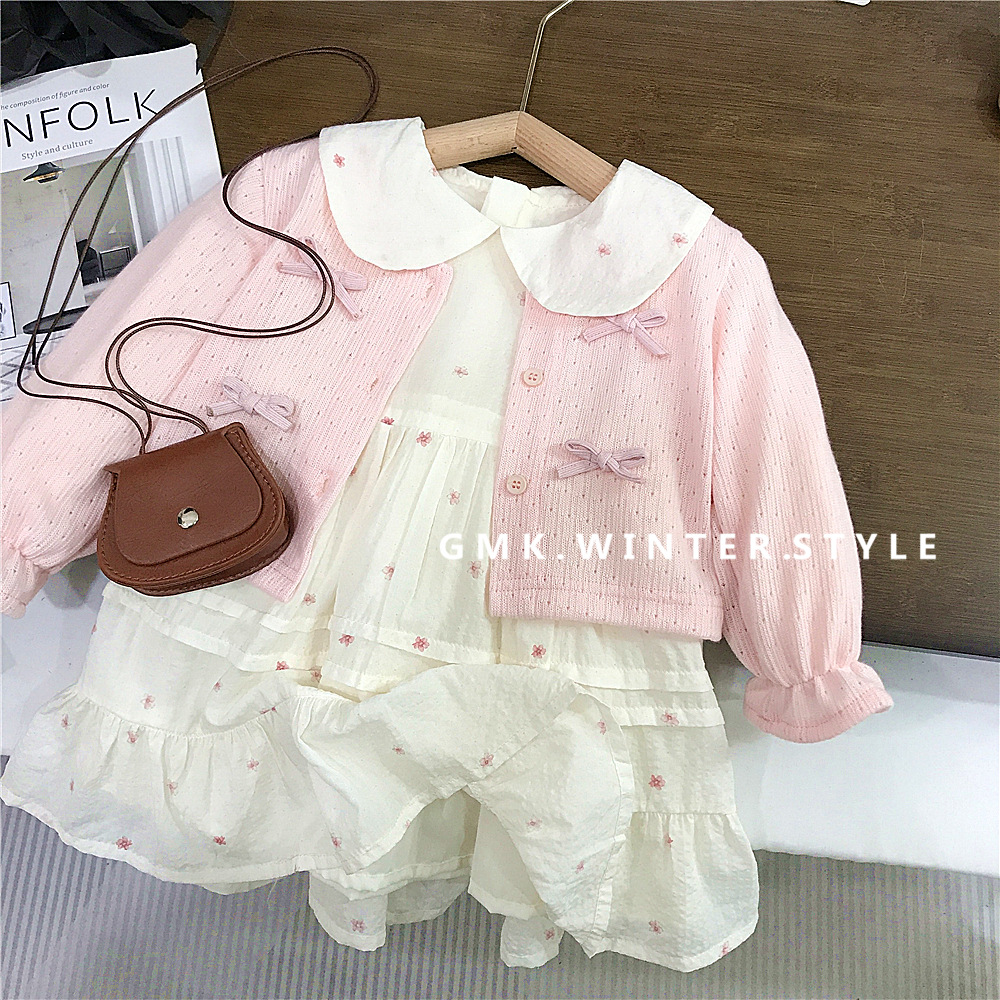 Girls' dress Spring New Style Western Style Girls' Princess Dress One Year Old Dress Spring and Autumn Children's Cardigan Skirt for Foreign Trade